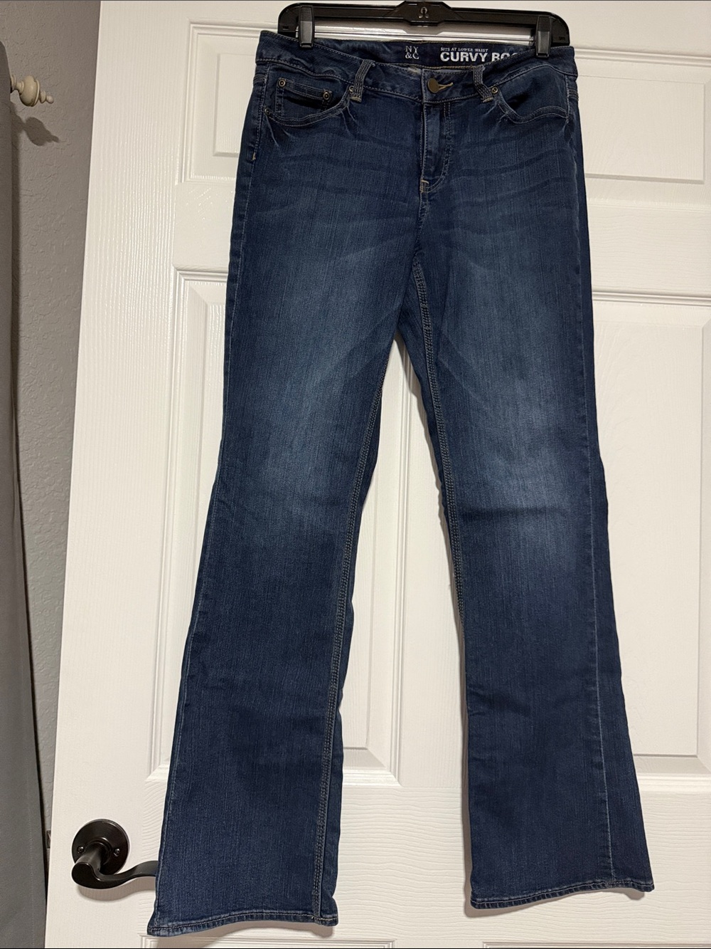 New York & Company Dark Blue Curvy Bootcut Jeans